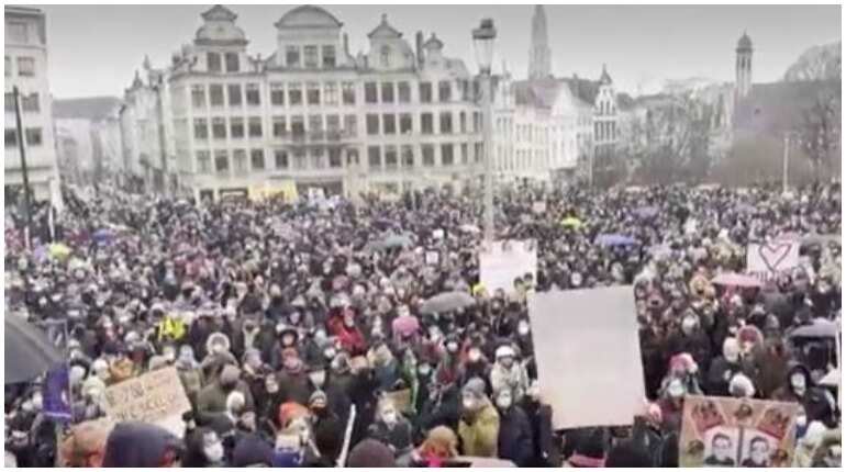 Belgians protest closure of indoor events as per new Covid curbs
