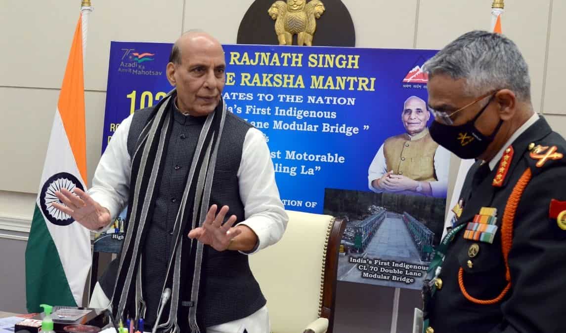 Indian defence minister inaugurates strategically important bridges near China and Pakistan borders Indian defence minister inaugurates strategically important bridges near China and Pakistan borders