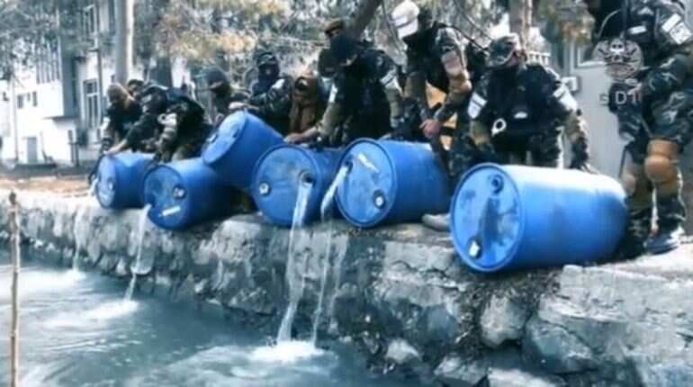 Watch: Taliban agents pour 3,000 litres of alcohol into canal as spate of crackdowns continues