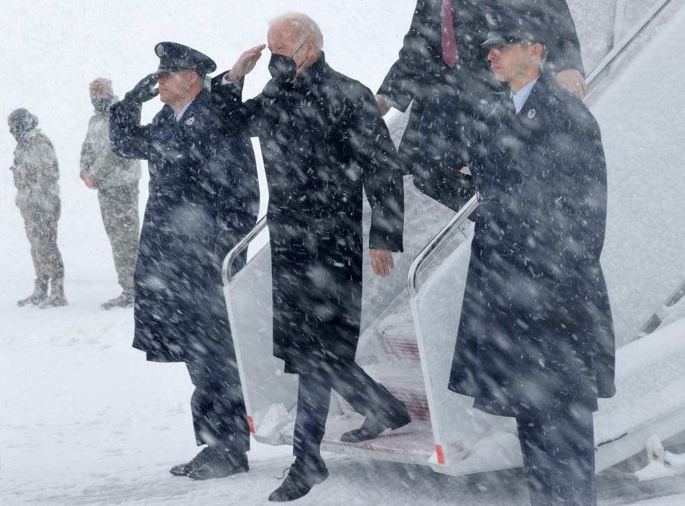 US President Joe Biden left stranded on Air Force One as Washington grapples with biggest snowstorm