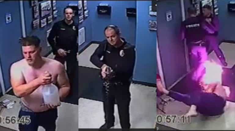 US officials release footage where man bursts into flames on being tased by police after using sanitizer