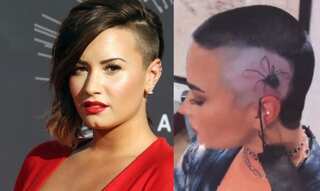 Demi Lovato gets a giant spider tattoo on their head following rehab stint
