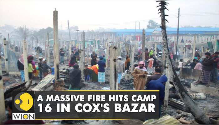 Fire swept through a Rohingya refugee camp in Bangladesh