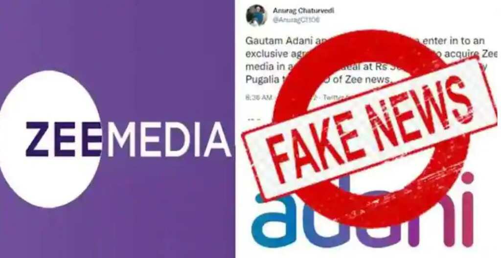 Fake news: Tweet on Zee Media-Adani Group deal is false and baseless