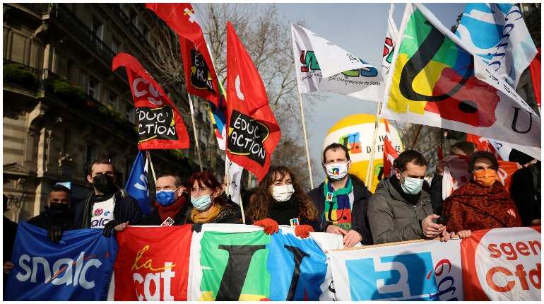 France: Teachers walk off jobs, protest Covid strategy France: Teachers walk off jobs, protest Covid strategy
