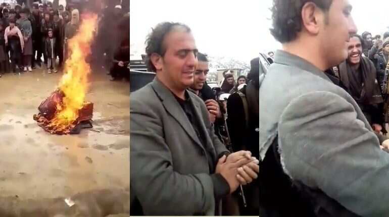 Watch: Taliban’s atrocities continue as fighters burn weeping musician’s instrument in Afghanistan
