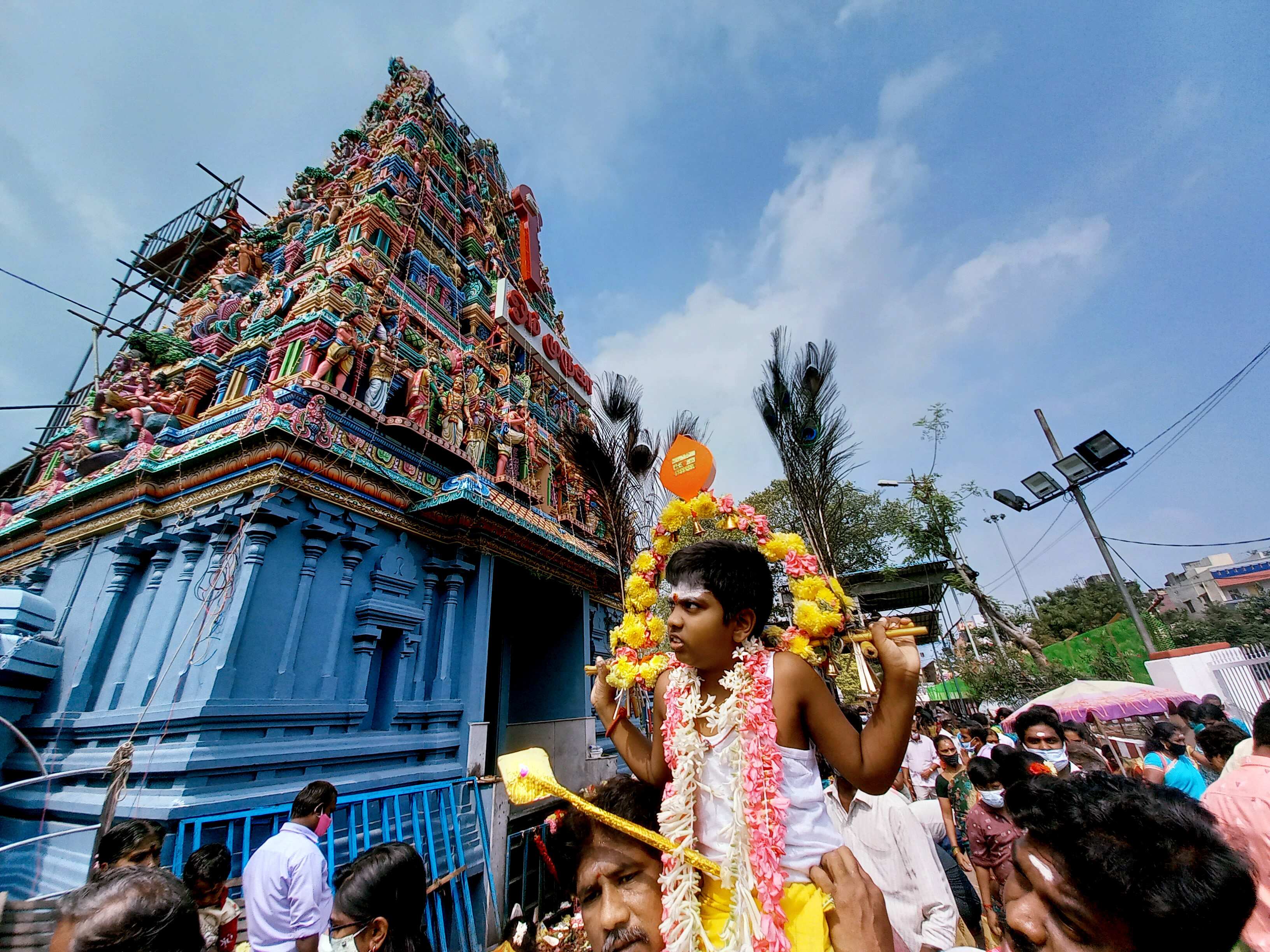 Despite Covid curbs, people throng to temple to offer prayers