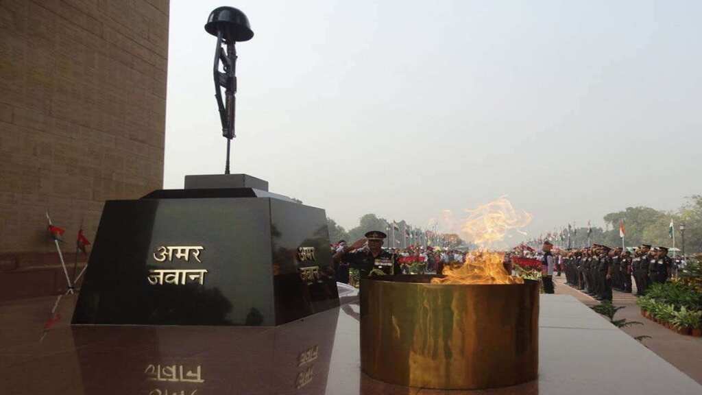 Amar Jawan Jyoti at India Gate merged with torch at National War Memorial