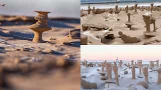 Mysterious sand sculptures appear near US lake. Find out how?