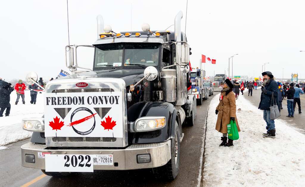 Canadian truck drivers stage protest against Covid-19 vaccine mandate