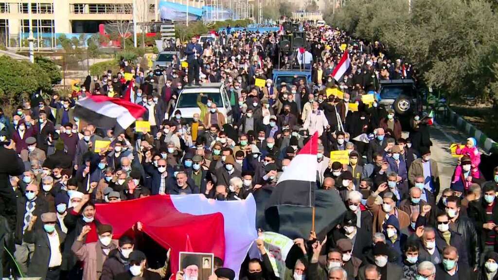 Chants of 'Death to America' in Tehran as protests against Saudi-led airstrikes rage