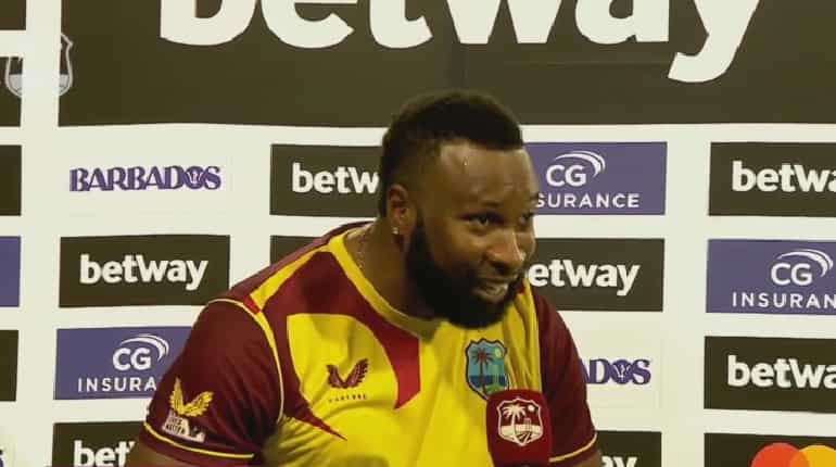 Kieron Pollard wows fans, starts post-match interview by singing a song after Windies beat England - WATCH Kieron Pollard wows fans, starts post-match interview by singing a song after Windies beat England - WATCH