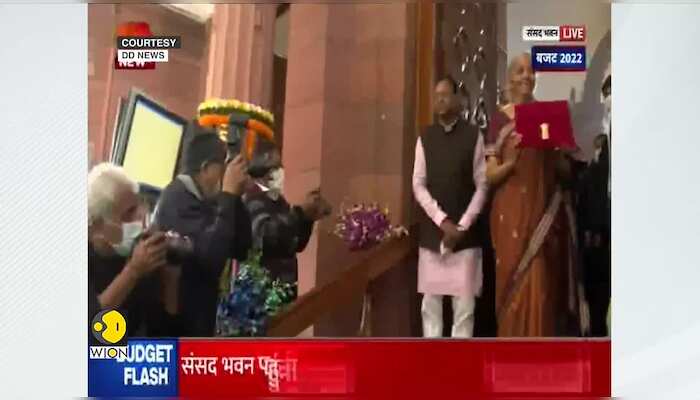 Indian FM Nirmala Sitharama presents budget papers in Parliament