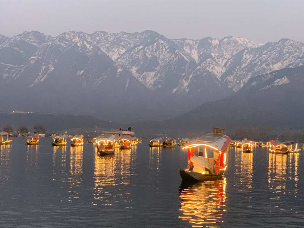 Tourism department illuminates Shikaras on Dal Lake to boost nightlife in Kashmir