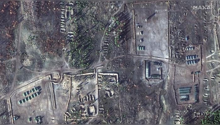 Satellite images show stunning visuals of Russian forces deployed close to Ukrainian borders