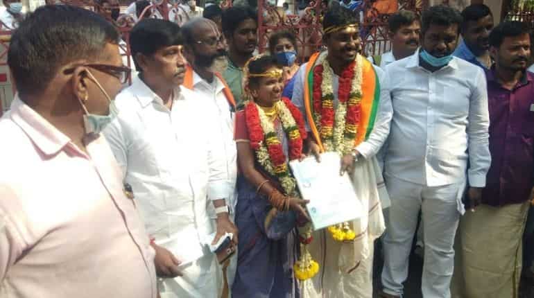 This Indian poll candidate arrives with his bride to file nomination in full wedding attire