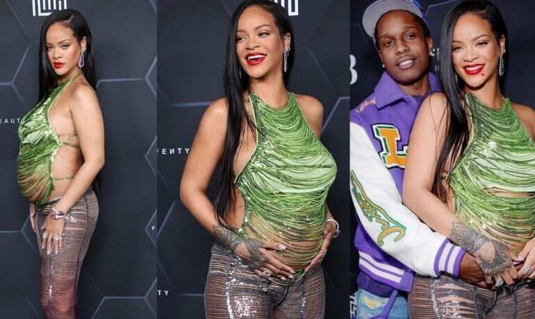 In pics: Rihanna stuns in a jaw-dropping sparkly shredded set, calls pregnancy fashion ‘a challenge’