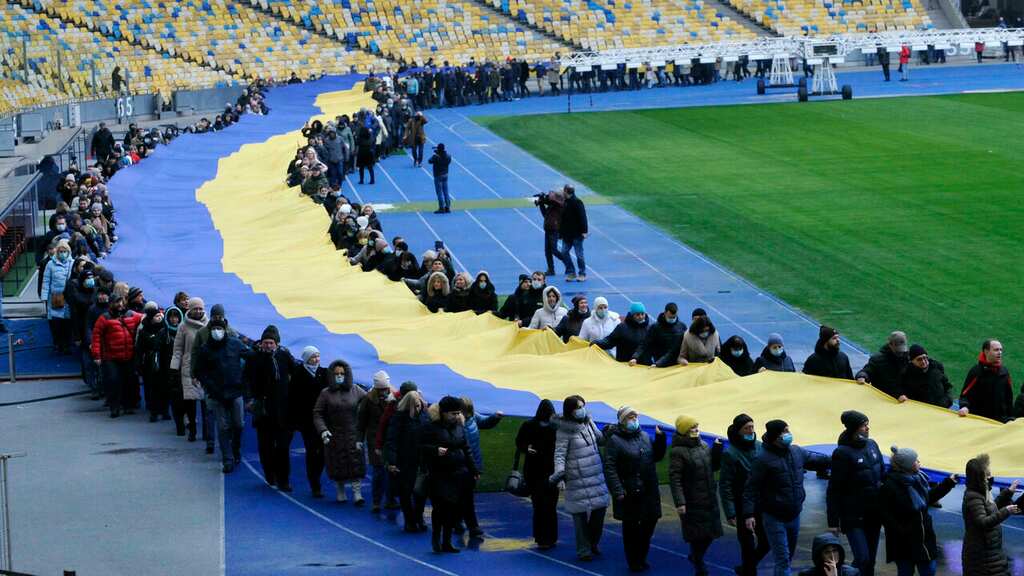 National Day of Unity: Ukrainians raise flags to defy Russia invasion fears