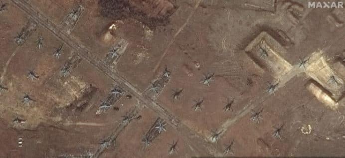 Satellite picture shows Russian helicopters parked in Crimea