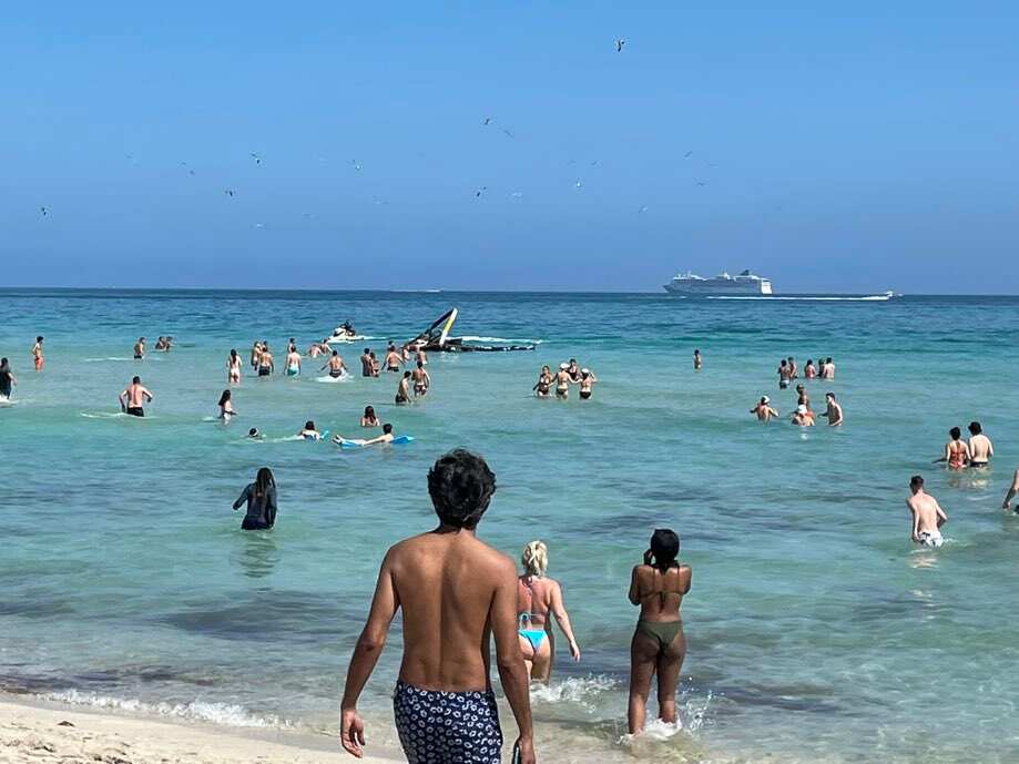 Watch: Helicopter crashes near crowd at Miami beach, two people injured