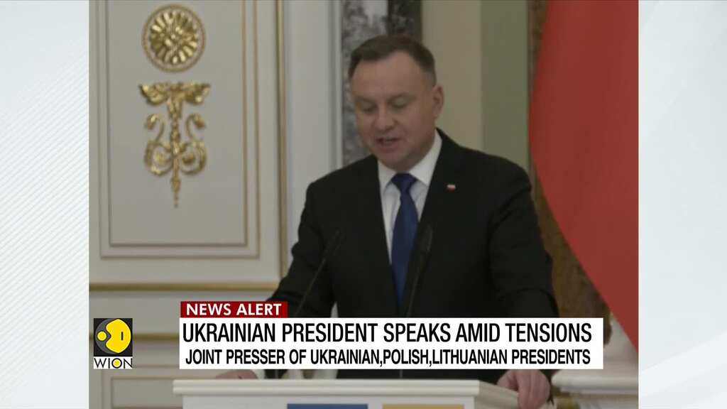 Ukrainian President Zelensky holds joint presser with Polish and Lithuanian counterparts