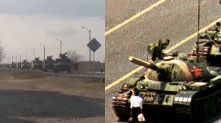 Watch: Ukraine's 'tank man' halts Russian military convoy; Twitter applauds as video goes viral Watch: Ukraine's 'tank man' halts Russian military convoy; Twitter applauds as video goes viral