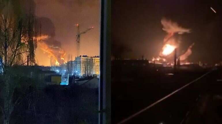 Watch | Russian missile strikes a Ukrainian civilian oil depot in Kyiv: Official