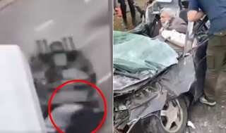 Video: Ukraine-Russia conflict: Man miraculously saved after military combat vehicle runs over his car