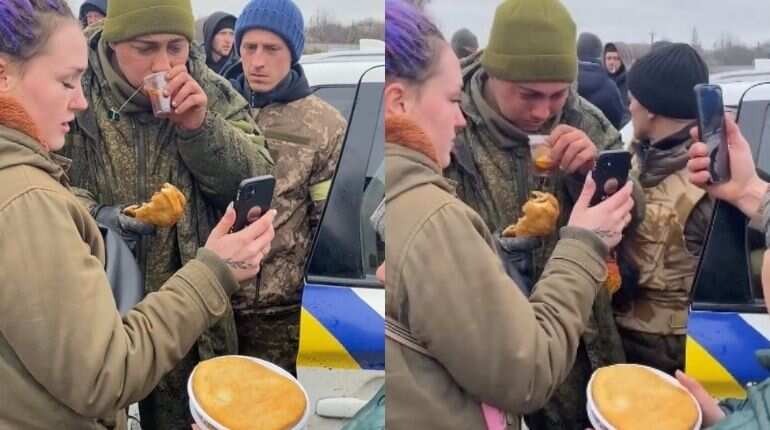 Watch: Russian soldier surrenders to Ukrainians, gets pastries, drinks Watch: Russian soldier surrenders to Ukrainians, gets pastries, drinks