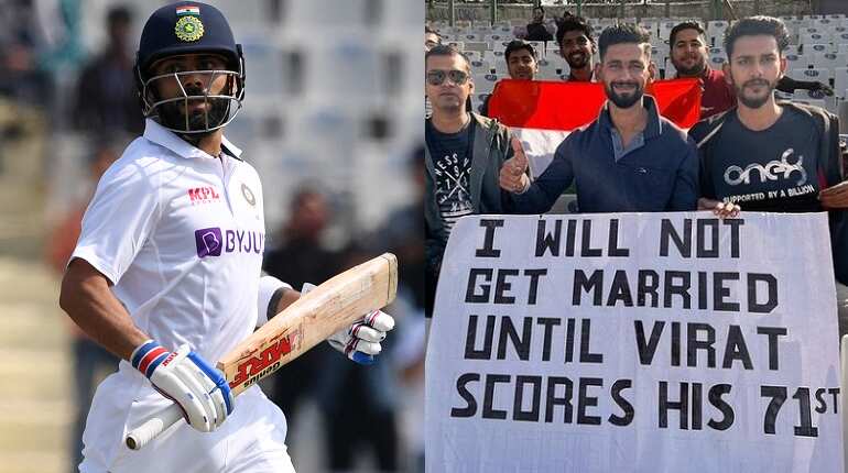 Fan's 'I will not get married till Virat Kohli scores his 71st' poster goes viral during 1st Test vs Sri Lanka