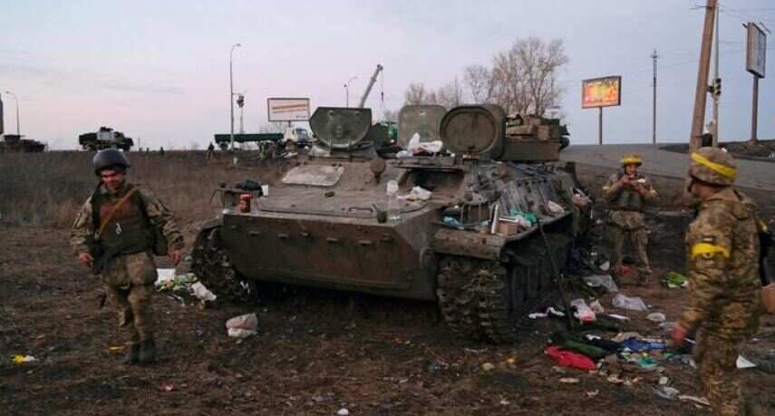 Destroyed Russian armored vehicle