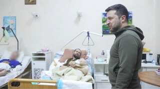 'Get well soon': Ukrainian President Volodymyr Zelensky visits wounded soldiers in hospital