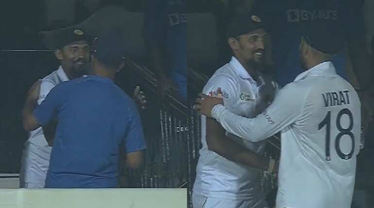 WATCH: Rahul Dravid, Virat Kohli win hearts with their gesture for Suranga Lakmal during pink-ball Test WATCH: Rahul Dravid, Virat Kohli win hearts with their gesture for Suranga Lakmal during pink-ball Test