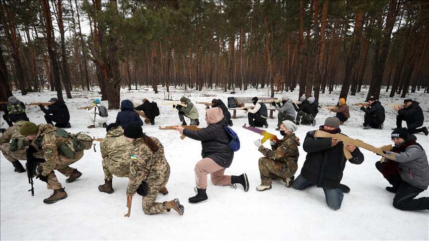 Ukraine's territorial defence forces train civilians in combat training amid Russian invasion