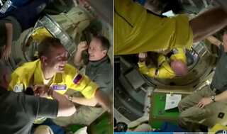 Amid Ukraine crisis, Russian cosmonauts welcomed aboard ISS in yellow and blue - Watch