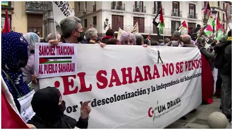 Large protest in Madrid against Spain's position on Western Sahara Large protest in Madrid against Spain's position on Western Sahara