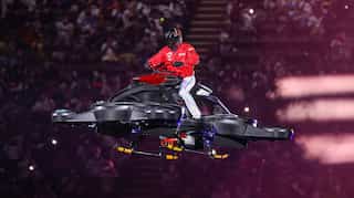WATCH: Japanese baseball manager enters stadium in hover bike, leaves fans in awe