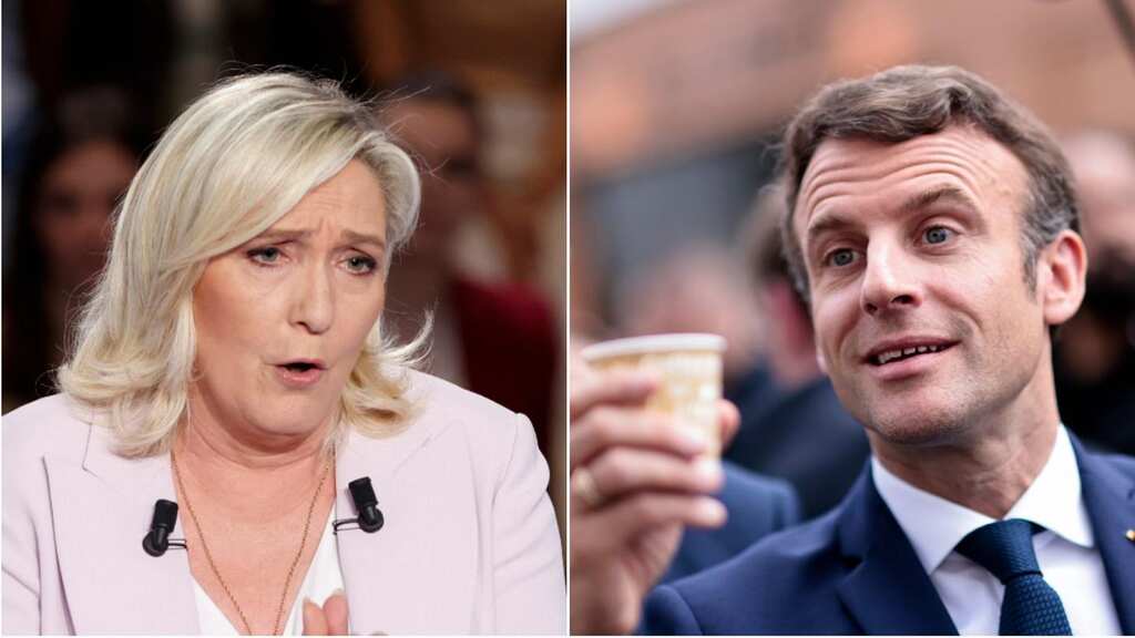 French President Emmanuel Macron takes a aim at his rival Le Pen ahead of election