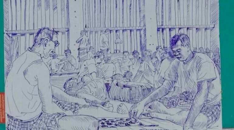 Smuggled sketches offer glimpses into harsh Myanmar prison