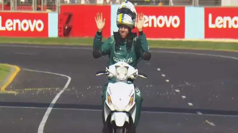 Formula One: Sebastian Vettel fined 5,000 euros for riding scooter around Australian Grand Prix circuit Formula One: Sebastian Vettel fined 5,000 euros for riding scooter around Australian Grand Prix circuit
