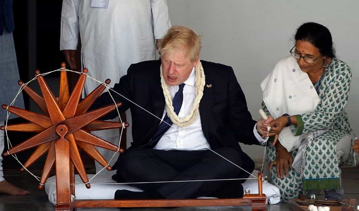Johnson tried his hand at the Charkha