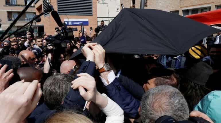 Watch | Macron at the receiving end again: Last year egg, now tomatoes