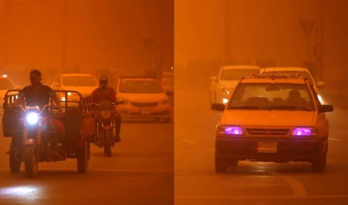 Sandstorm Hit In pics: One dead, 5000 suffer breathing problems as thick sandstorm ...
