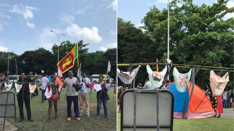 Watch | Stripped of good governance, Sri Lankans launch an 'underwear protest' Watch | Stripped of good governance, Sri Lankans launch an 'underwear protest'