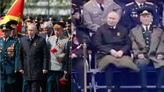 Putin covers leg with blanket as health rumours swirl on Victory Day