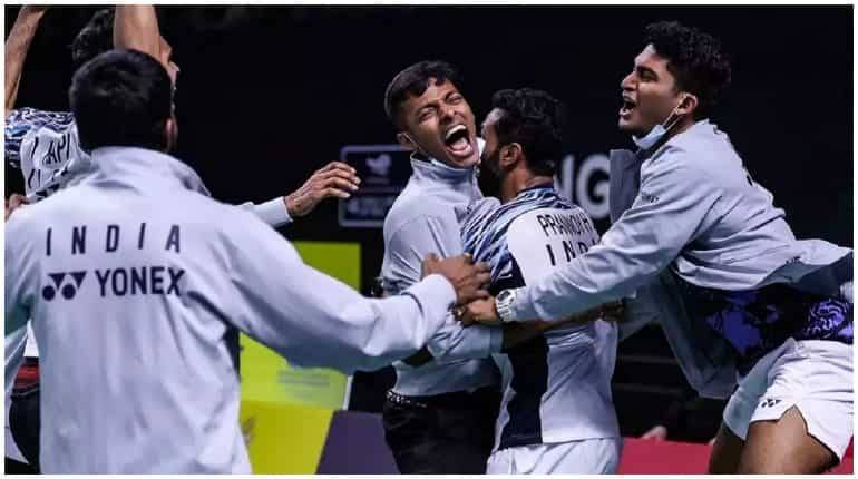 WATCH: Indian players rush to the court to celebrate wildly after beating Malaysia in Thomas Cup quarters WATCH: Indian players rush to the court to celebrate wildly after beating Malaysia in Thomas Cup quarters