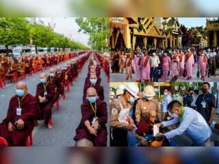 Monks gather at Myanmar junta’s event to celebrate Buddha’s birthday