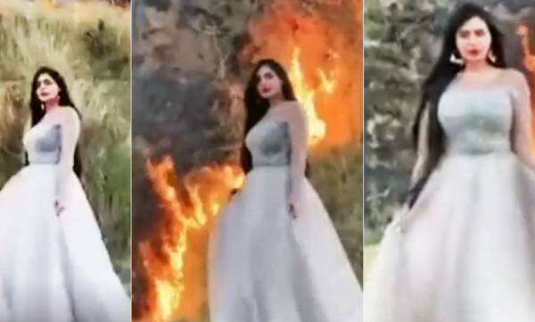 Pakistani TikTok star faces backlash for posing next to forest fire