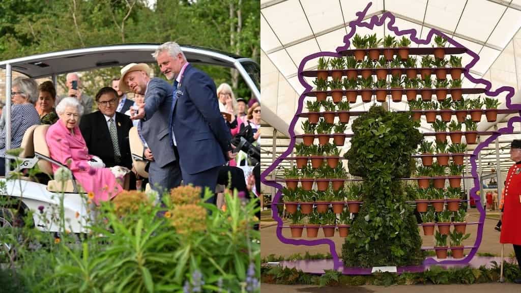 Queen Elizabeth visits Chelsea Flower Show, checks out attractions in buggy