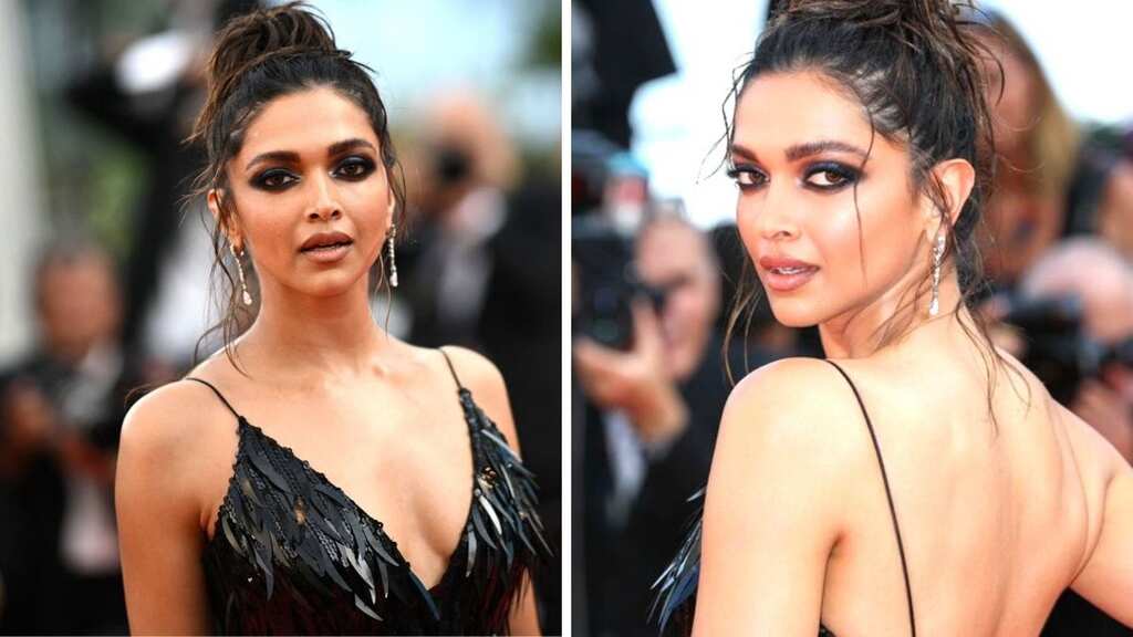 Cannes 2022: Deepika Padukone shimmers on the red carpet in a black feather-like gown